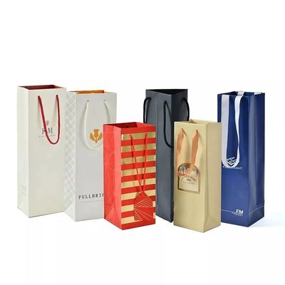 Borsa bollata del regalo della bottiglia dell'alcool del vino del whiskey del liquore dei contenitori di imballaggio del cartone con le maniglie