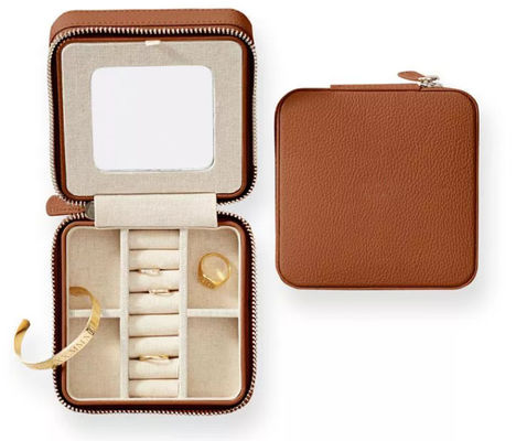 caso di cuoio di Exquisite Travel Jewelry dell'organizzatore del contenitore di unità di elaborazione della mucca di progettazione