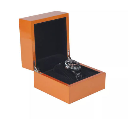 Cassa per orologi di legno d'imballaggio del metallo della cerniera del contenitore di alto orologio lucido