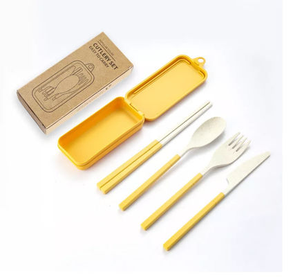 Viaggio d'imballaggio della scatola dell'insieme di cena di 3 pezzi con le stoviglie pieganti di Spork dei bastoncini