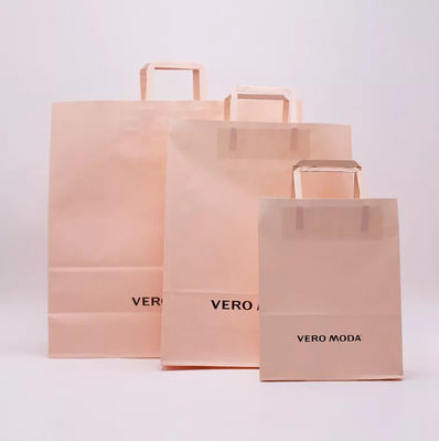 Borsa biodegradabile ISO9001 della maniglia della toppa della borsa di carta kraft di rosa del ODM