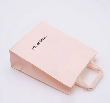Borsa biodegradabile ISO9001 della maniglia della toppa della borsa di carta kraft di rosa del ODM