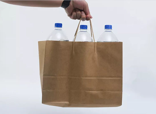 Borsa d'imballaggio di compera del regalo di LOGO Printing Kraft Takeaway Bags biodegradabile