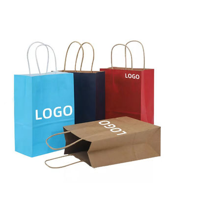 Borsa d'imballaggio di compera del regalo di LOGO Printing Kraft Takeaway Bags biodegradabile