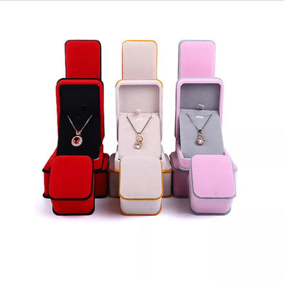 Contenitore di gioielli del velluto dell'OEM Ring Necklace Packaging Box Pink ISO9001