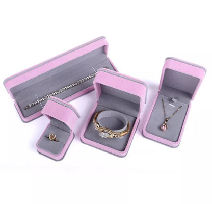 Contenitore di gioielli del velluto dell'OEM Ring Necklace Packaging Box Pink ISO9001