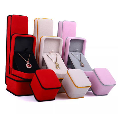 Contenitore di gioielli del velluto dell'OEM Ring Necklace Packaging Box Pink ISO9001