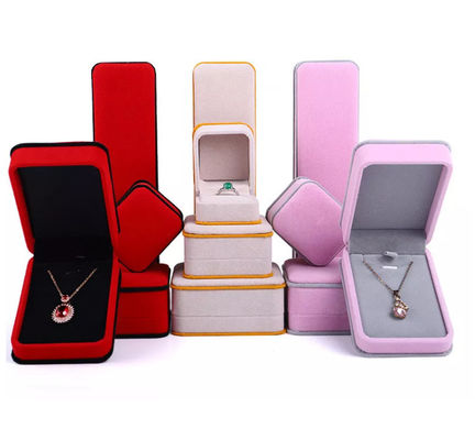 Contenitore di gioielli del velluto dell'OEM Ring Necklace Packaging Box Pink ISO9001