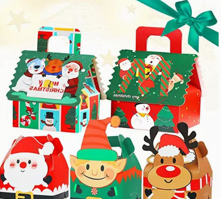 Scatole regalo in cartone natalizio con stampa rotocalco Scatola per ornamenti natalizi 12 * 10 cm