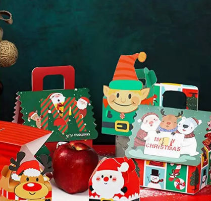 Scatole regalo in cartone natalizio con stampa rotocalco Scatola per ornamenti natalizi 12 * 10 cm